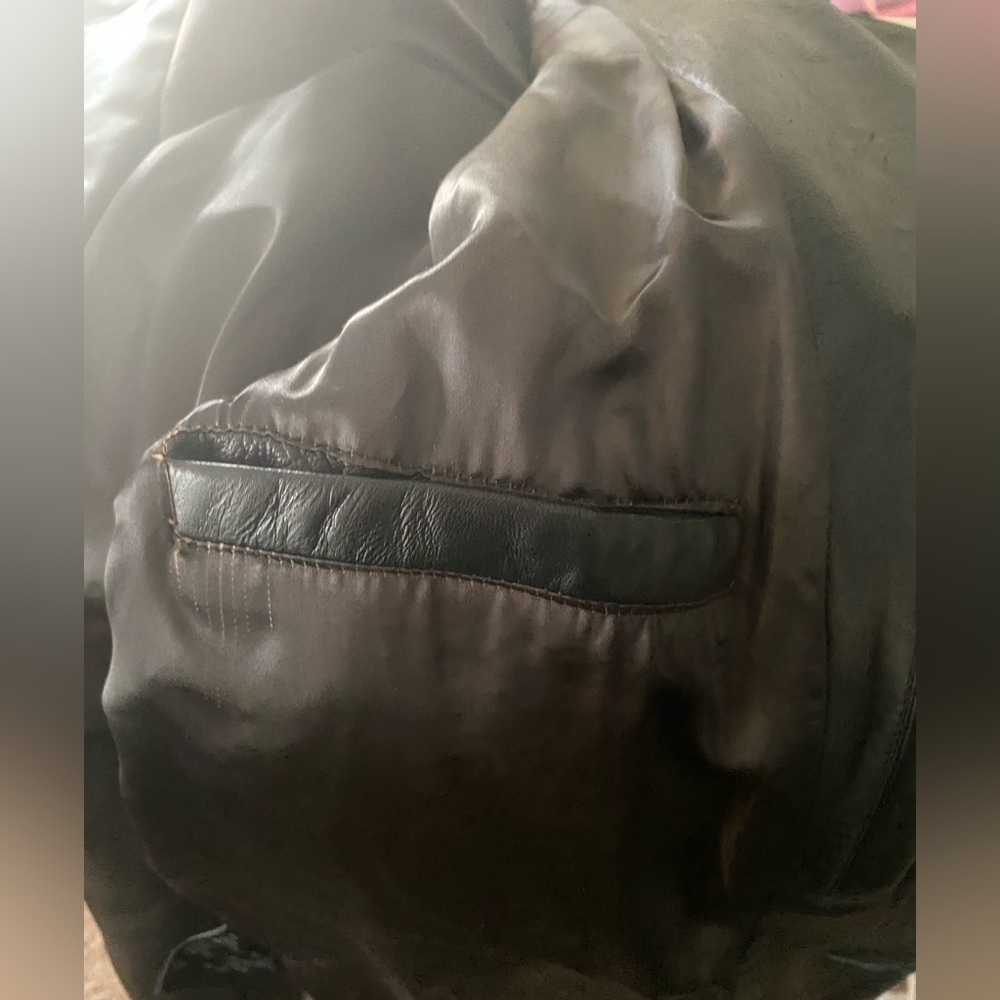 Marc New York Vintage Leather Jacket Mens Black Trench Coat Andrew Size Large L - Picture 9 of 10